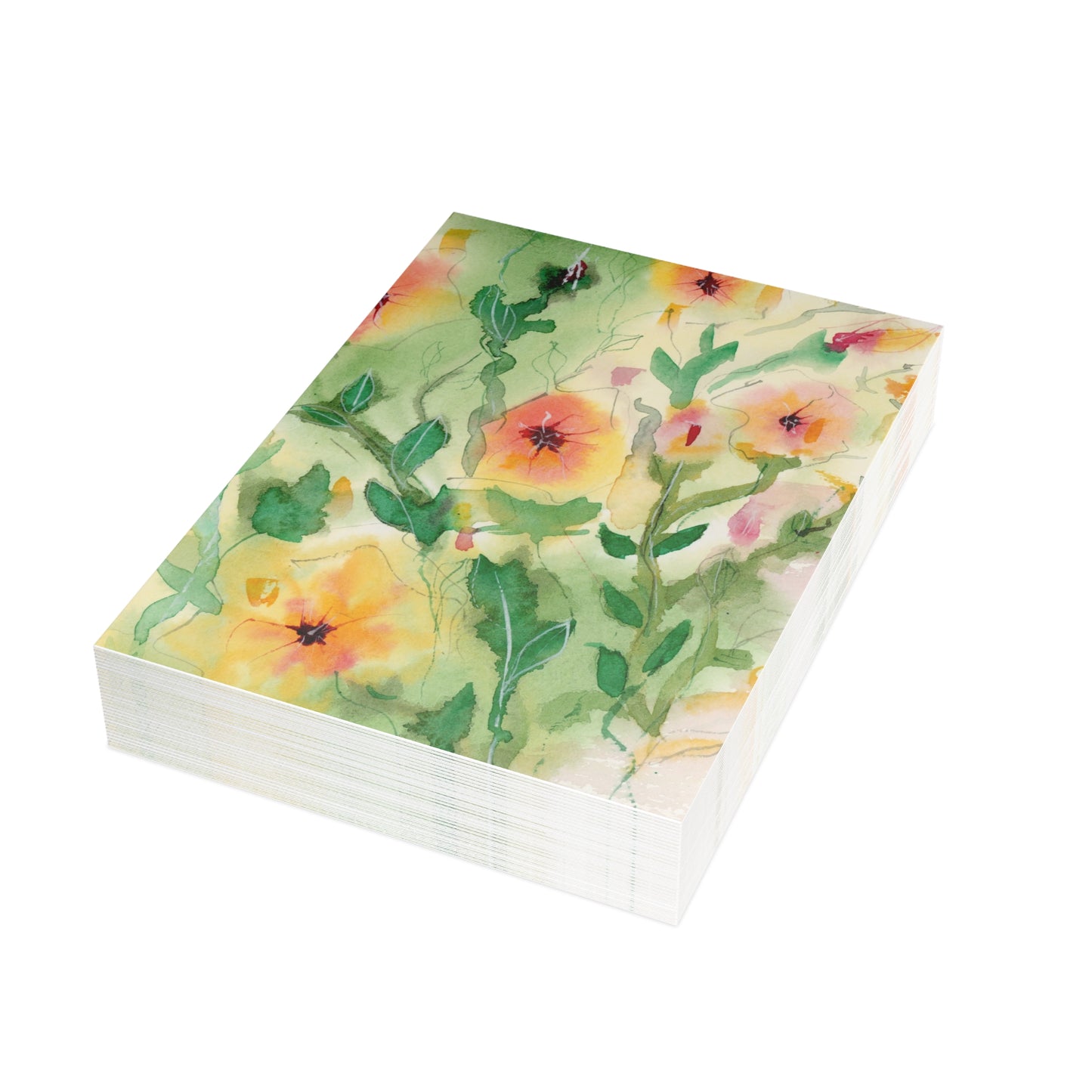 Sunset Flowers Holiday Watercolor Print Postcard