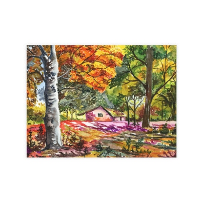 Rustic Autumn Reverie Watercolor Print Postcard