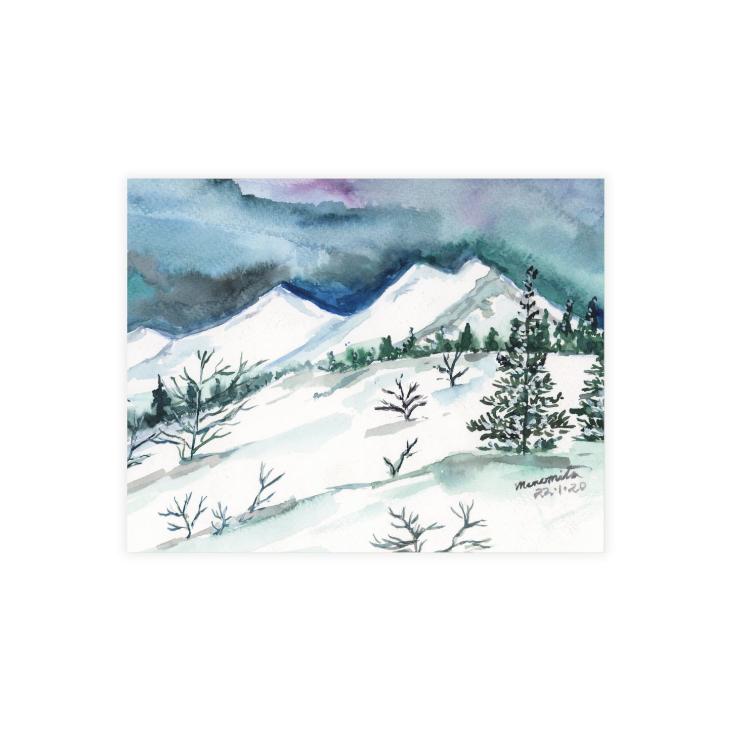 Californian Rockies Watercolor Print Postcard