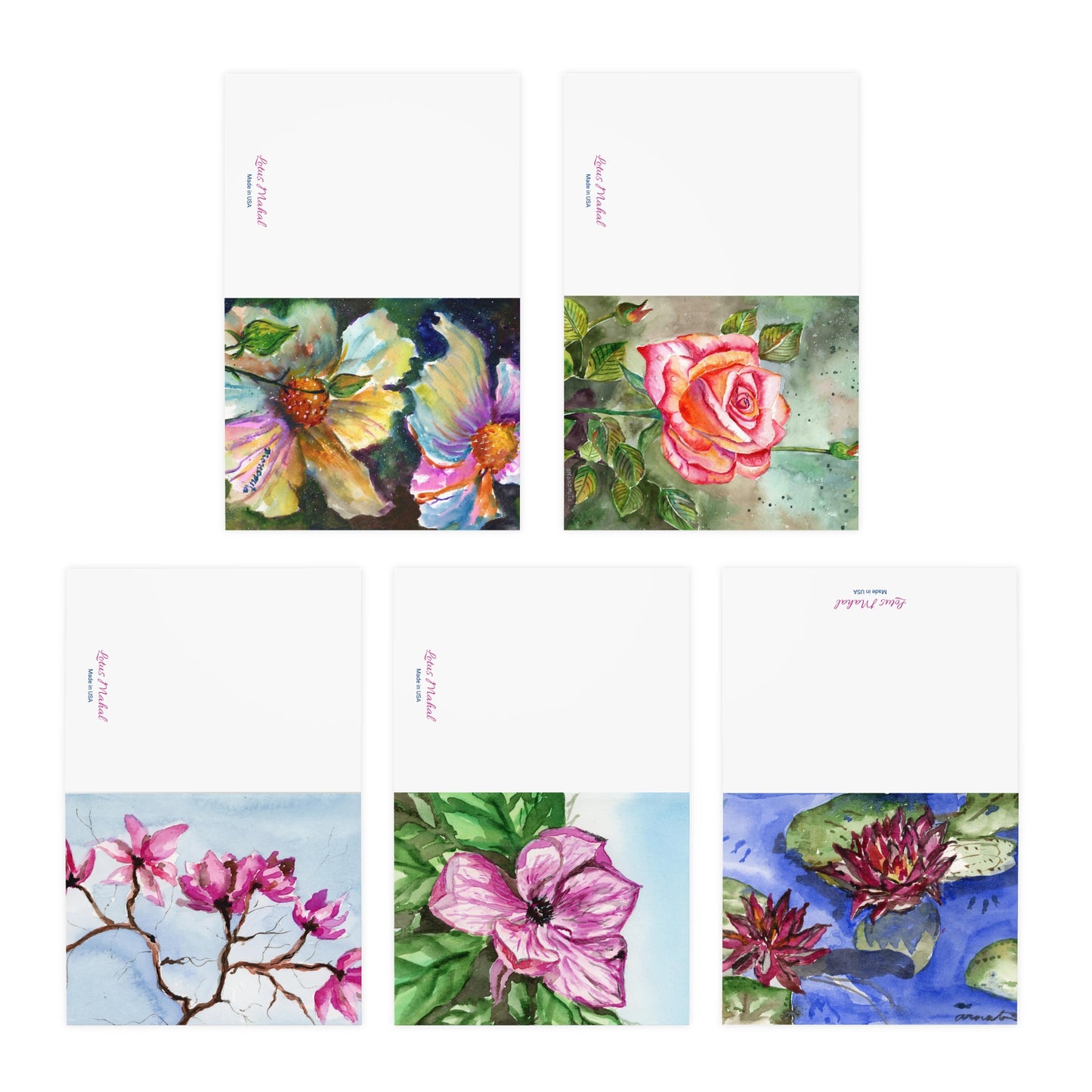 5 Watercolor Any Occassion Greeting Cards (5-Design Pack)