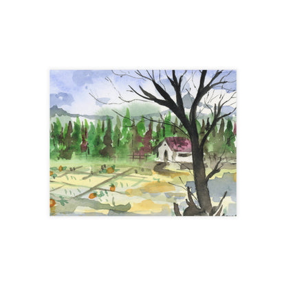 Cabin in the Woods Watercolor Print Postcard