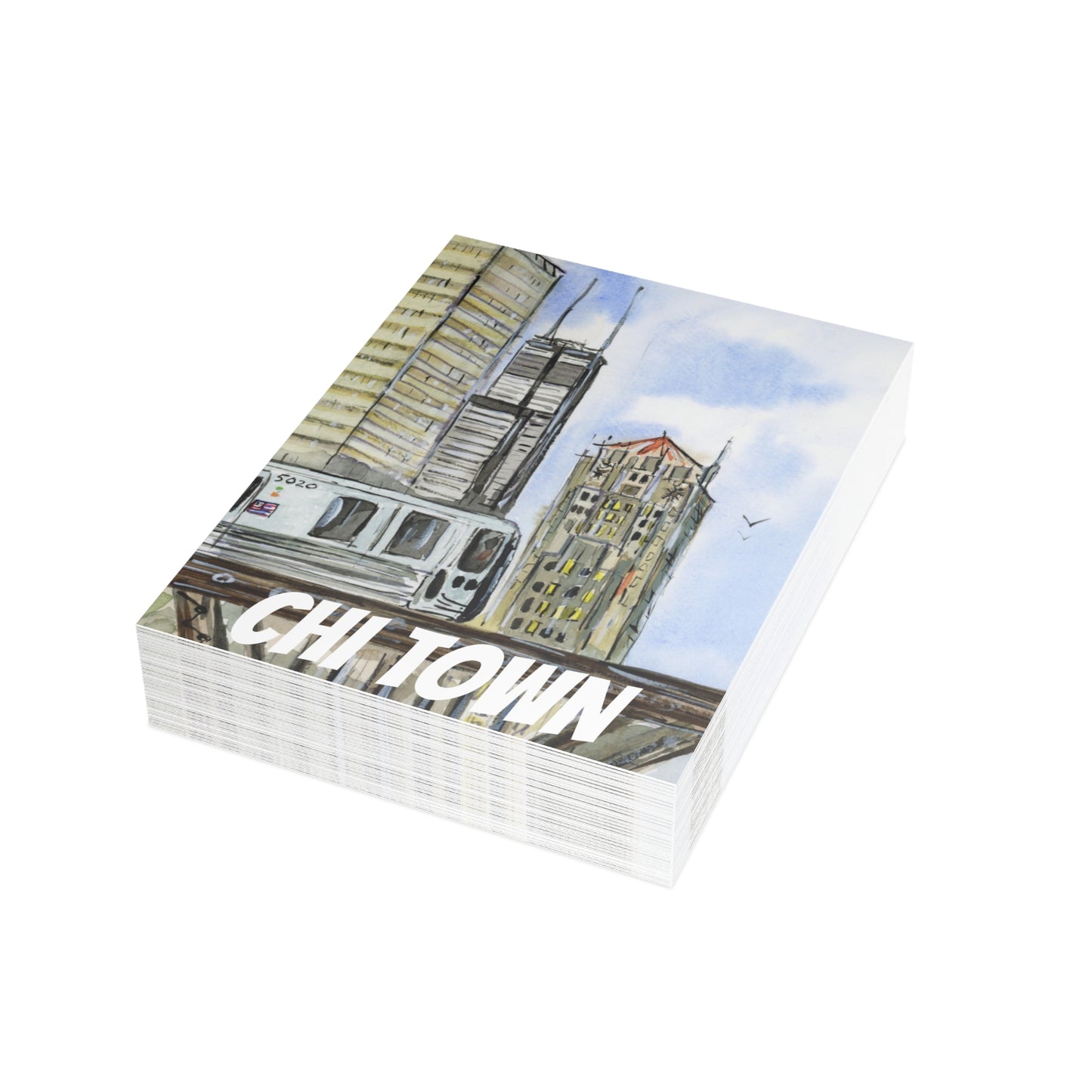 Chi Town Charm Watercolor Print Postcard