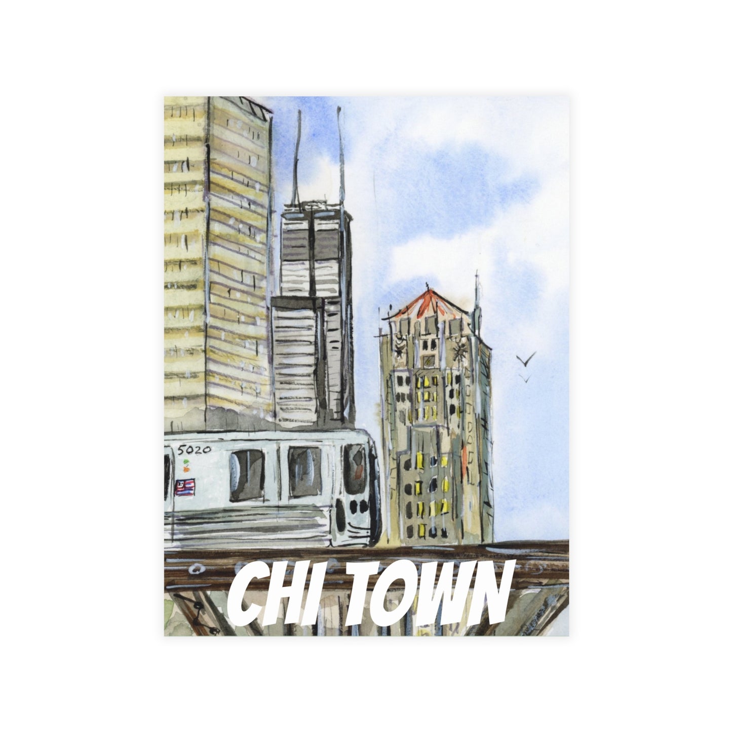 Chi Town Charm Watercolor Print Postcard