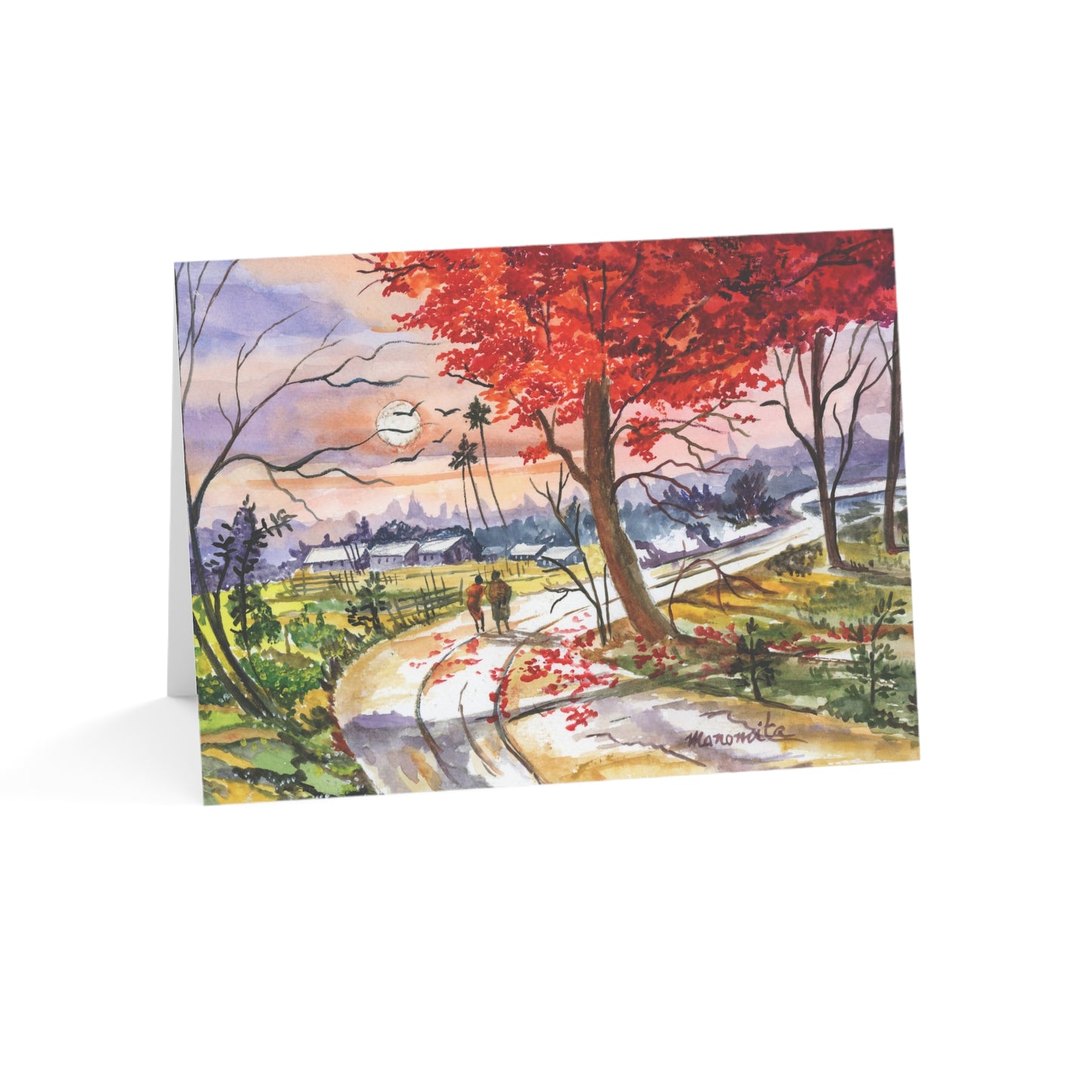 Watercolor Fall Stroll All Occasion Greeting Cards