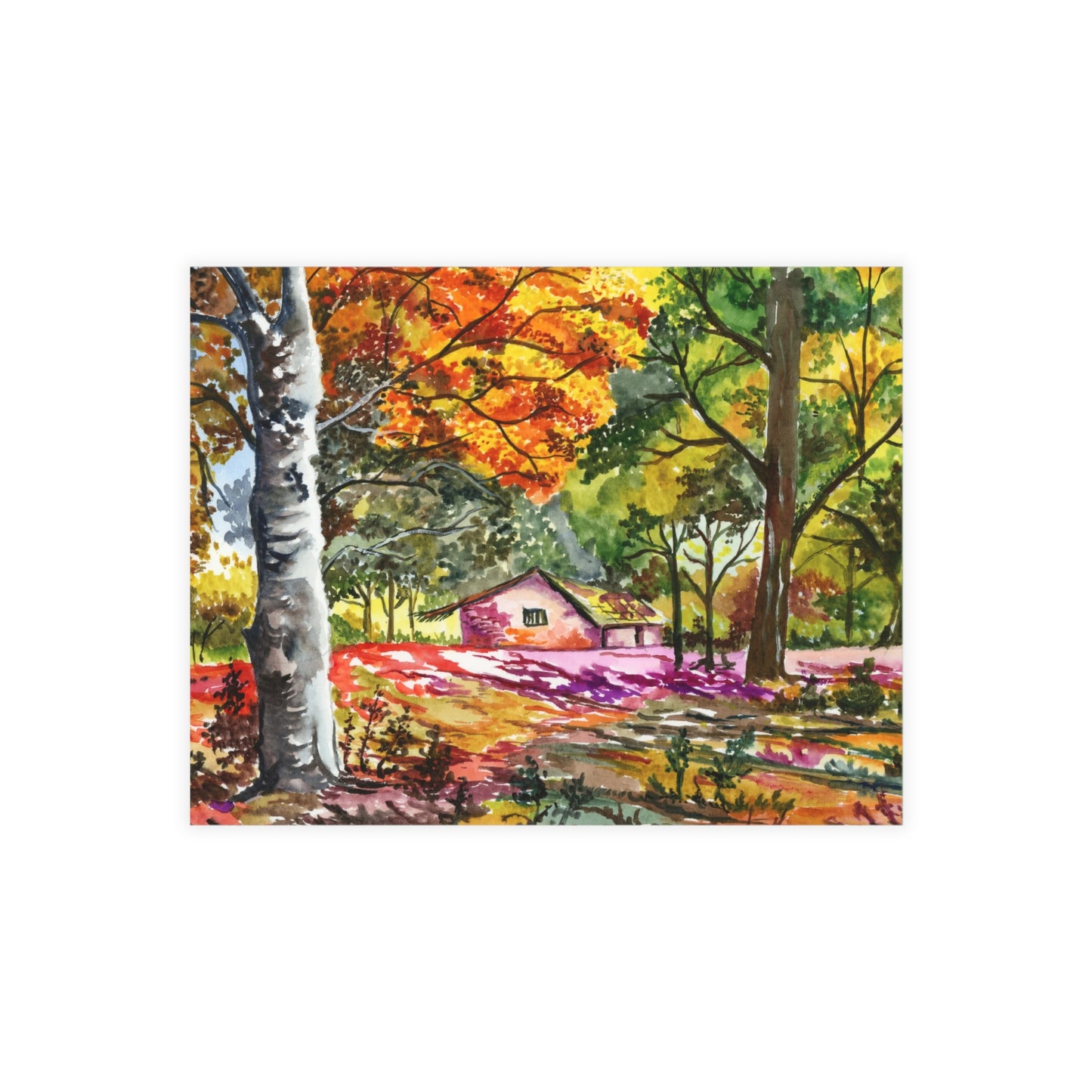 Rustic Autumn Reverie Watercolor Print Postcard