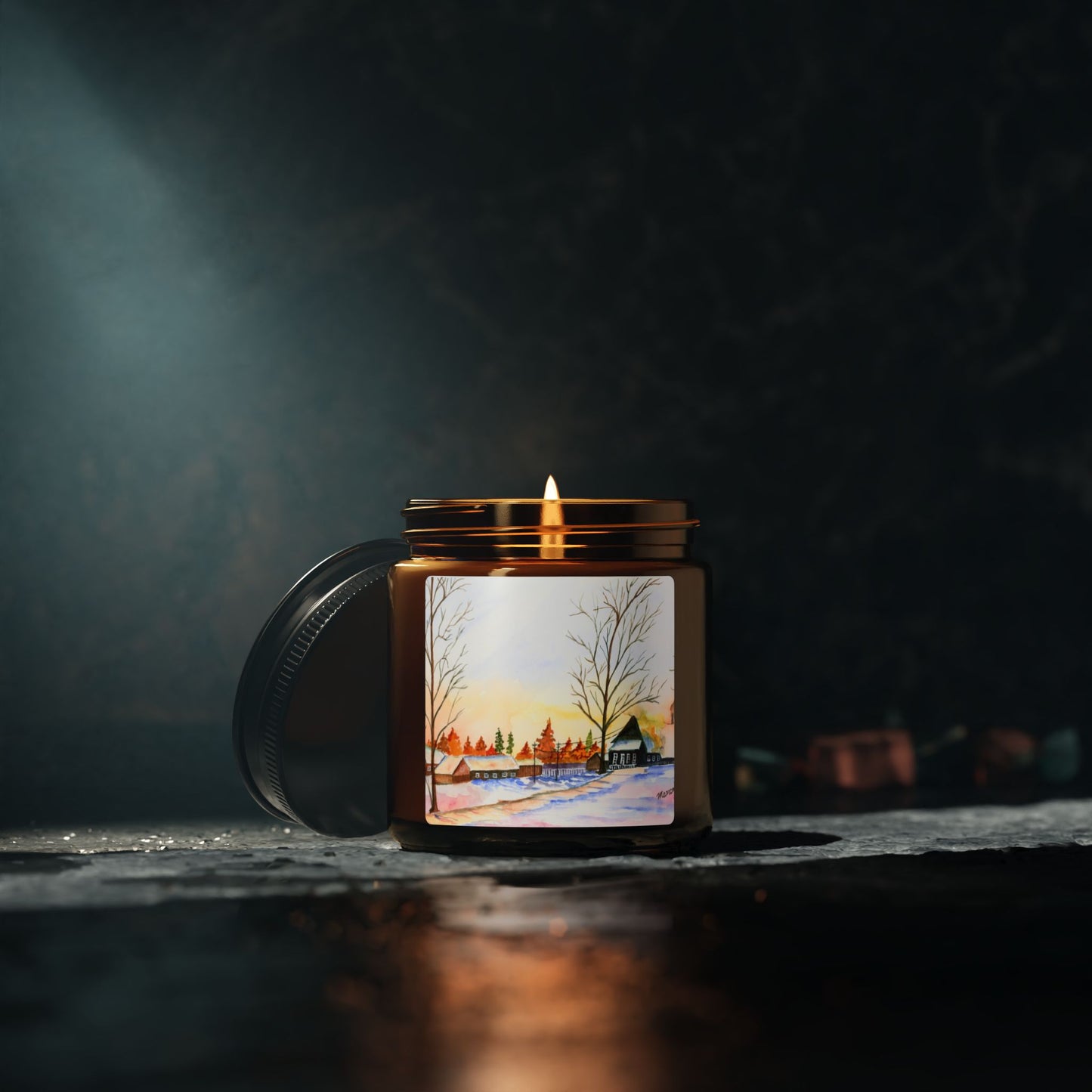 Winter Night Soy Candle in Amber Jar