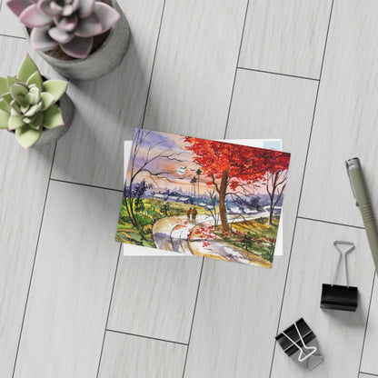 Watercolor Fall Stroll Print Postcard