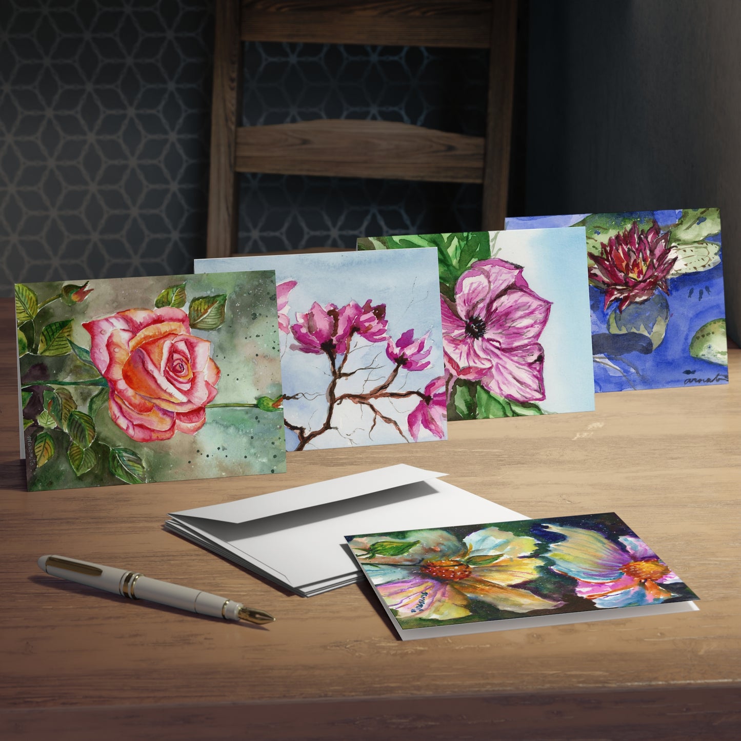 5 Watercolor Any Occassion Greeting Cards (5-Design Pack)