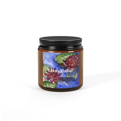 Lotus Mahal Soy Candle in Amber Jar