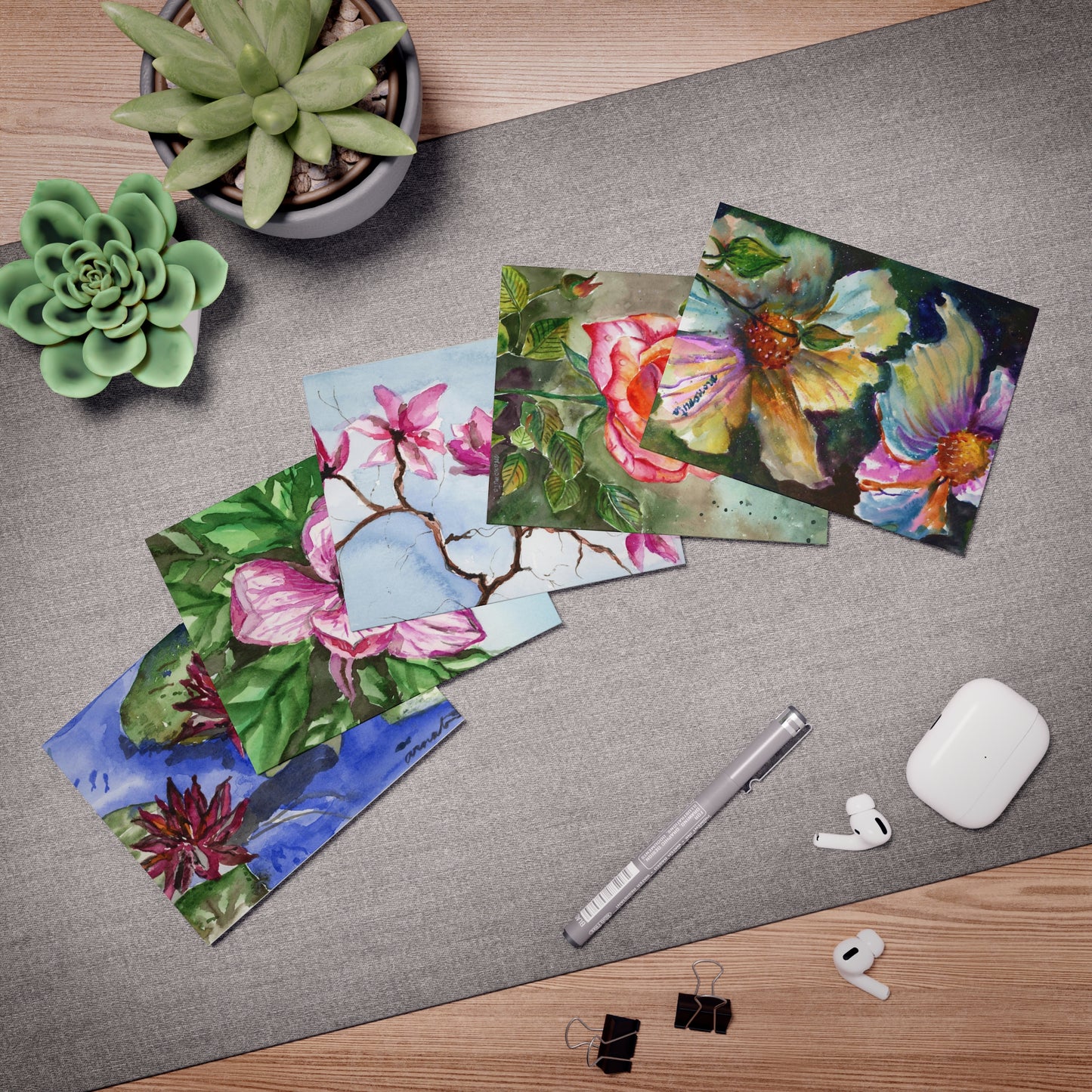 5 Watercolor Any Occassion Greeting Cards (5-Design Pack)