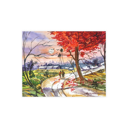 Watercolor Fall Stroll Print Postcard