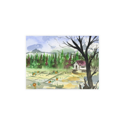 Cabin in the Woods Watercolor Print Postcard