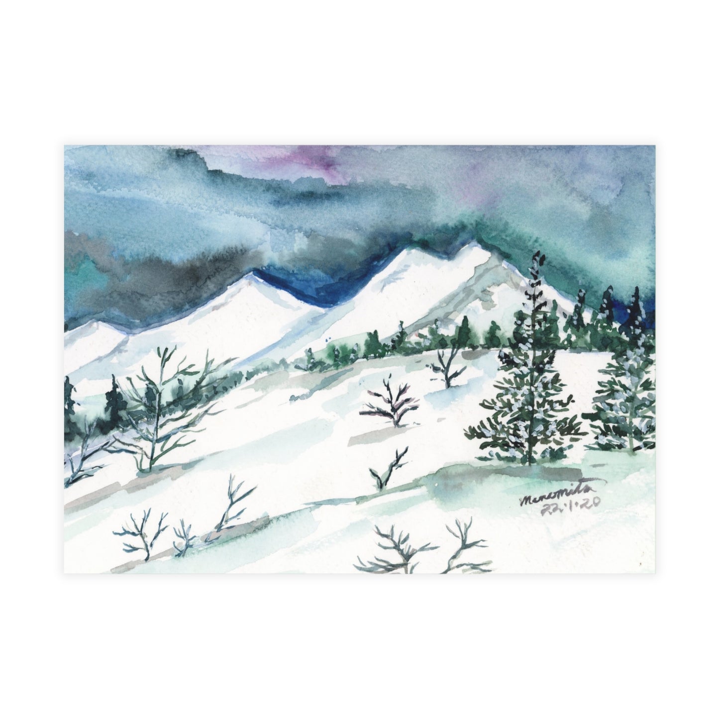 Californian Rockies Watercolor Print Postcard