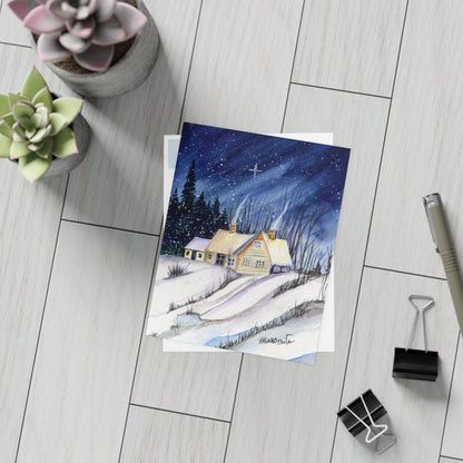 Warm Winter Watercolor Postcard