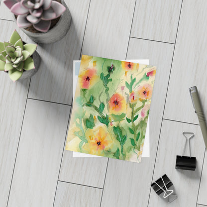 Sunset Flowers Holiday Watercolor Print Postcard