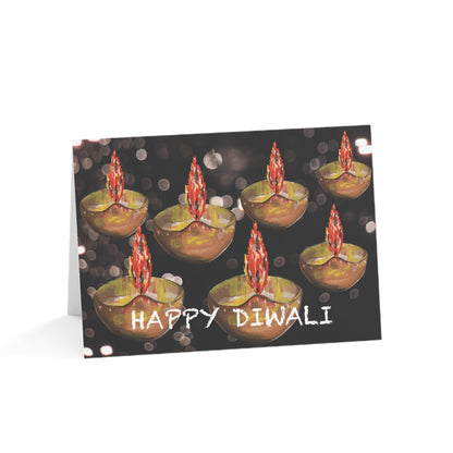 Diwali 7 Diyas Greeting Cards (1, 10, 30, and 50pcs)