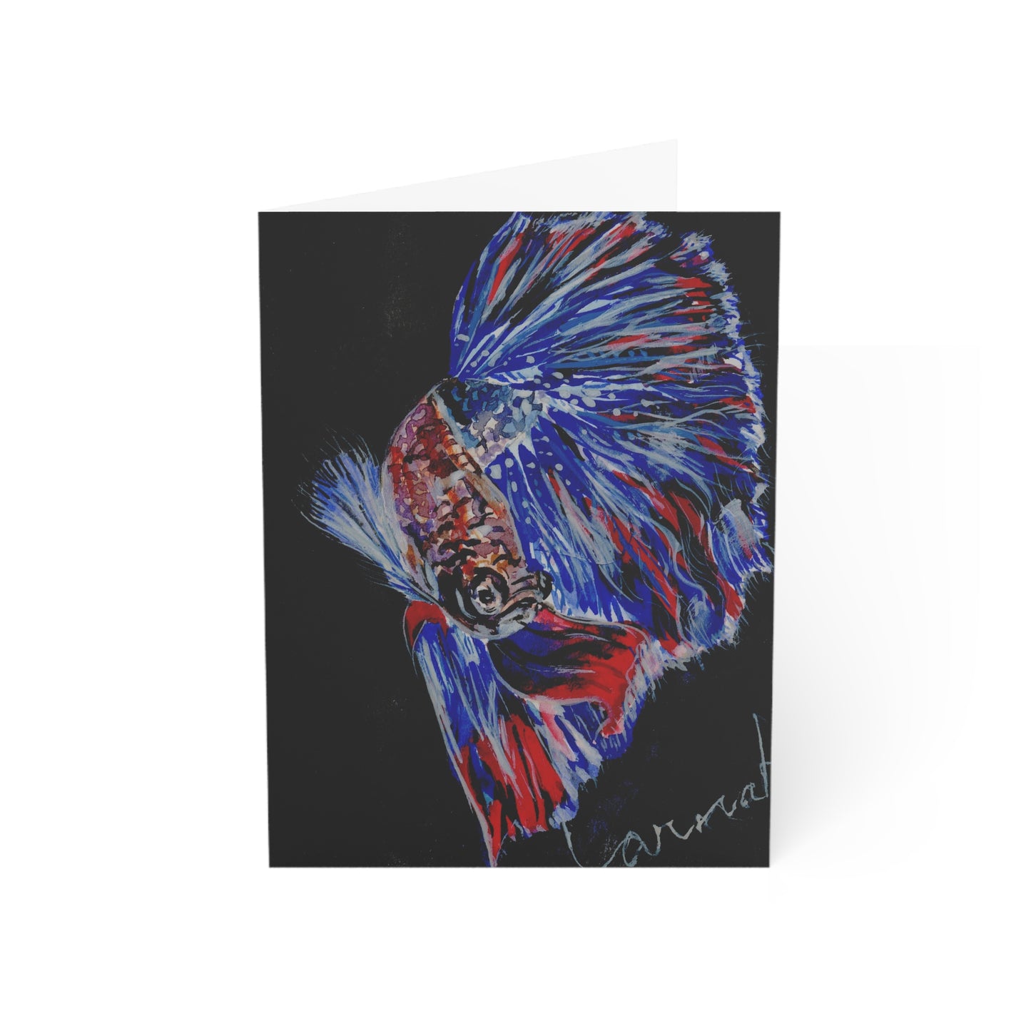 Red White & Blue Beta Fish All Occasion Greeting Cards