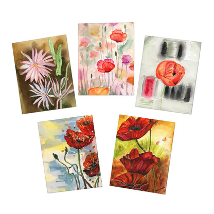 For the Love of Floral Watercolor Printed Greeting Cards - 5 Design Set