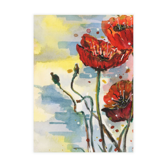 Poppy Love Watercolor Postcard