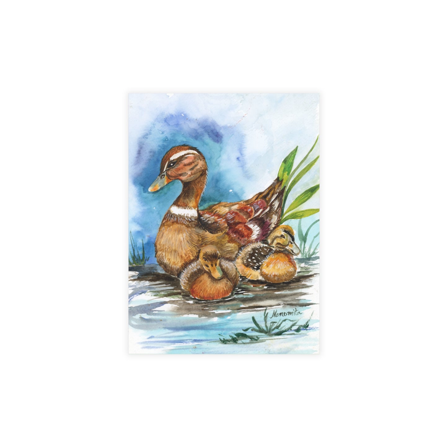My Beautiful Duckling Watercolor Postcard
