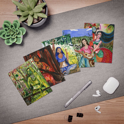 The Women of Bhakti Watercolor Printed Greeting Cards - 5 Design Set