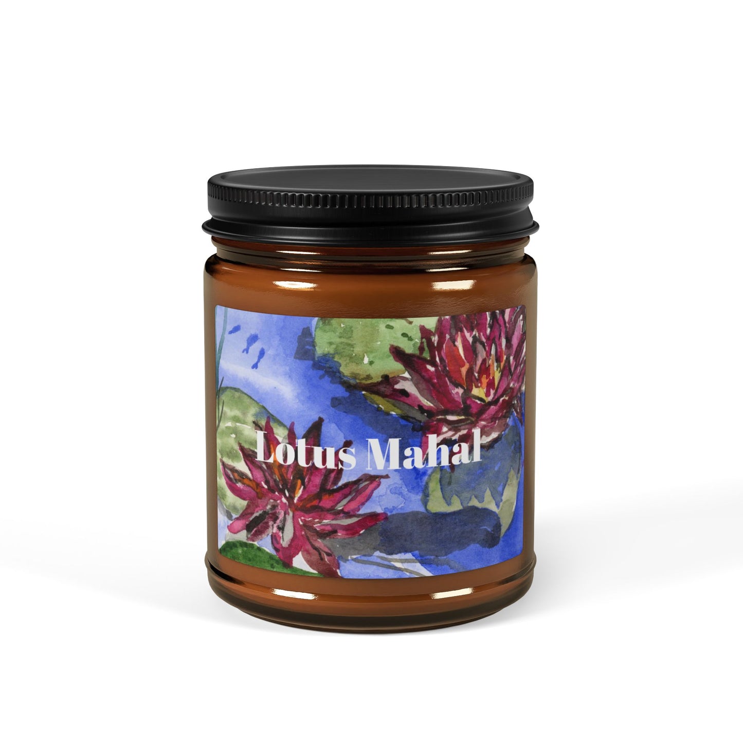 Lotus Mahal Soy Candle in Amber Jar