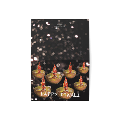 Diwali 7 Diyas Greeting Cards (1, 10, 30, and 50pcs)