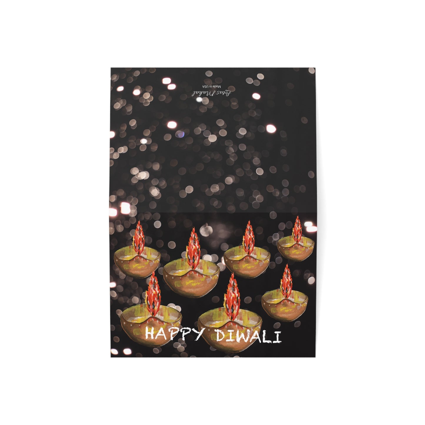 Diwali 7 Diyas Greeting Cards (1, 10, 30, and 50pcs)