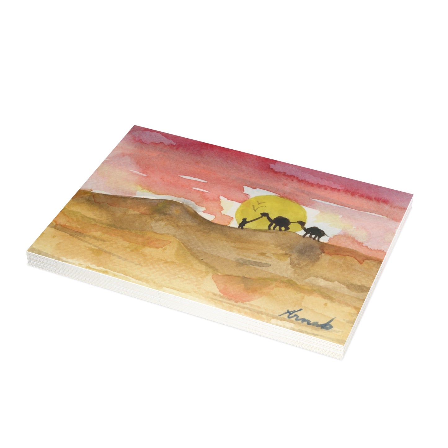 Saharan Sunset Watercolor Print Postcard