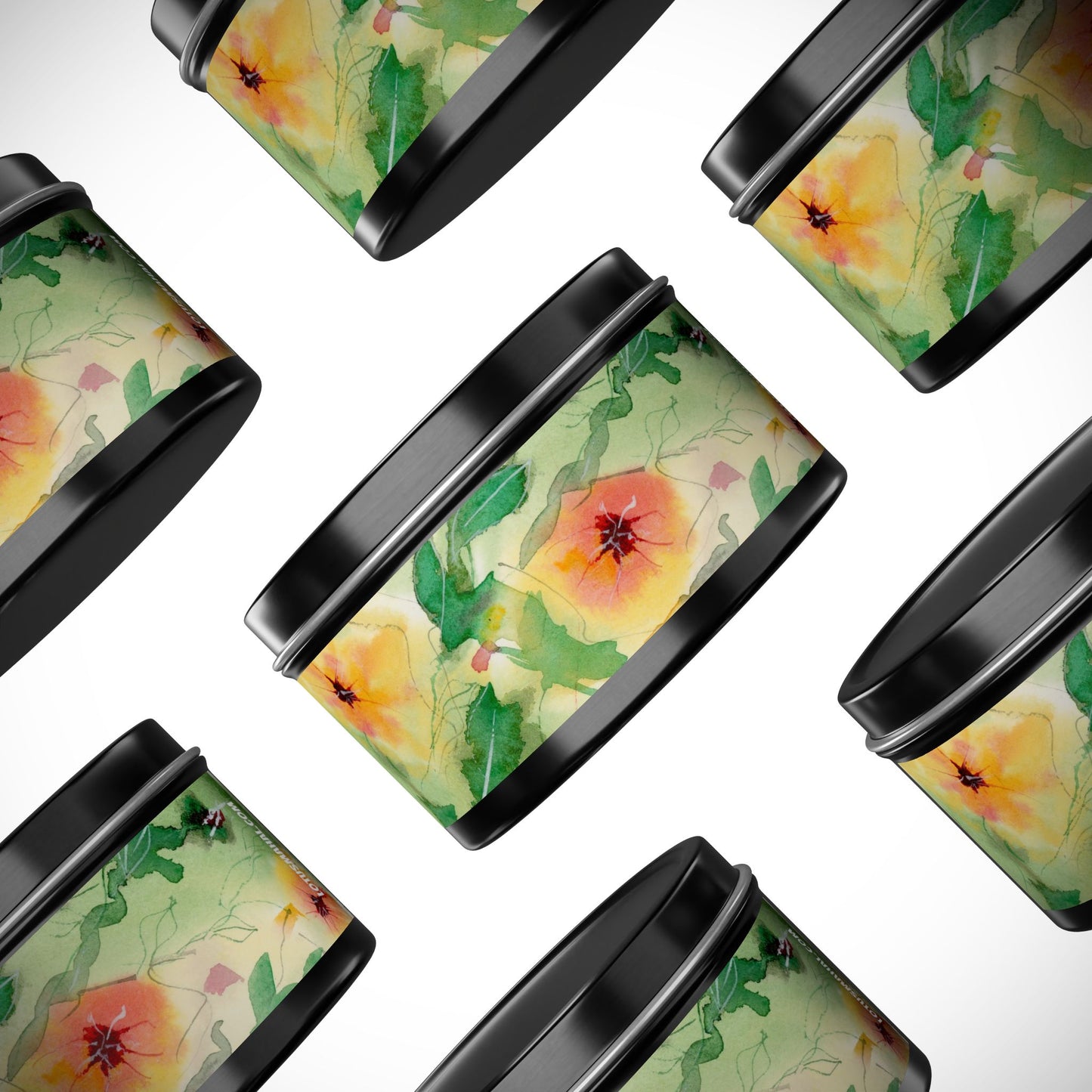 Sunset Flowers Watercolor Art Candles