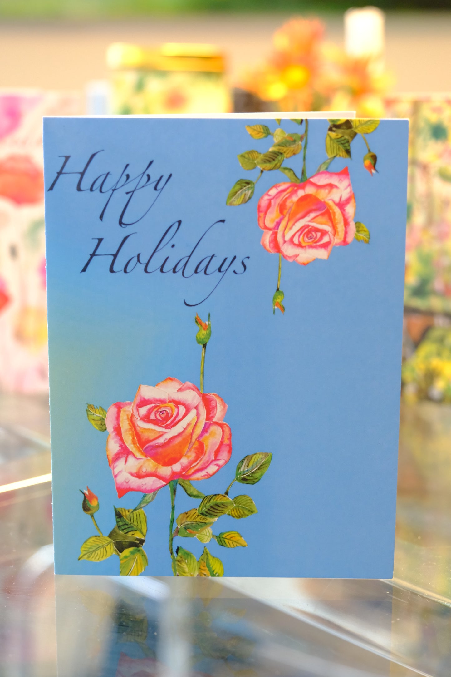 Holiday Handmade Watercolor Greeting Card Print-  Set of 5 Designs