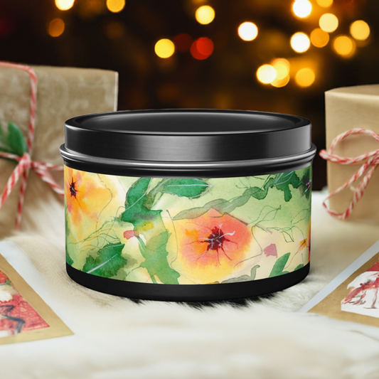 Sunset Flowers Watercolor Art Candles