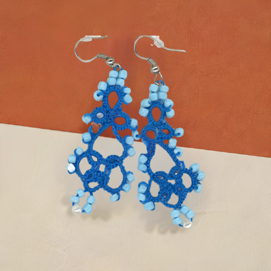 Blue Handmade Earrings with Beads