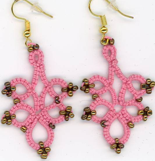 Lotus Pink Handmade Earrings with Beads